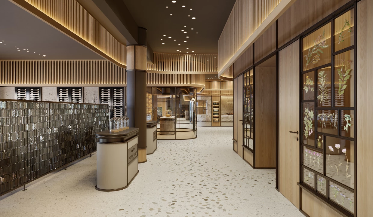 Elegant interior with wooden elements and decorative details